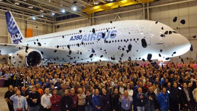 Vorstellung des Airbus A380 in Toulouse (18.01.2005) © AP Photo/Christophe Ena / picture alliance/dpa