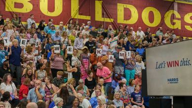 Yes we Kam! – Harris Unterstützer in Wisconsin © IMAGO/ ZUMA Press Wire/ Dominic Gwinn