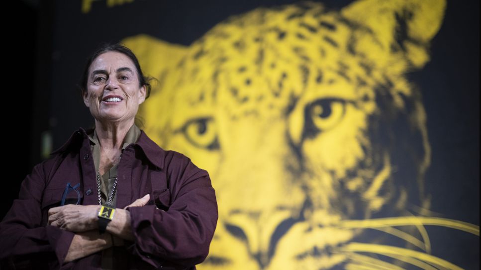 Maja Hoffmann, Präsidentin des Locarno Film Festivals spricht bei der Pressekonferenz über das aktuelle Programm © picture alliance/dpa/KEYSTONE | Ennio Leanza