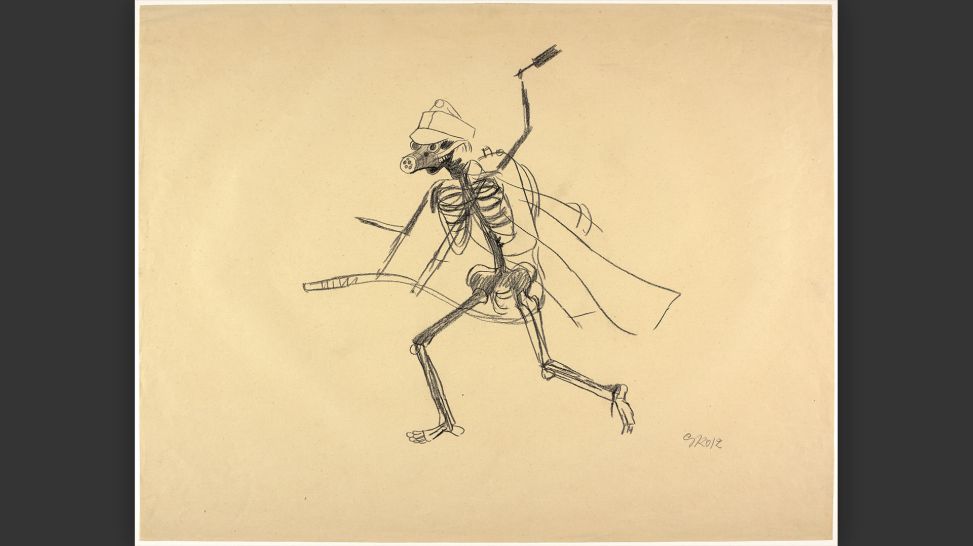 Das kleine Grosz Museum | George Grosz, Angreifendes Skellett mit Gasmaske, 1927 ©  Estate of George Grosz, Princeton, N.J./VG Bild-Kunst, Bonn 2024