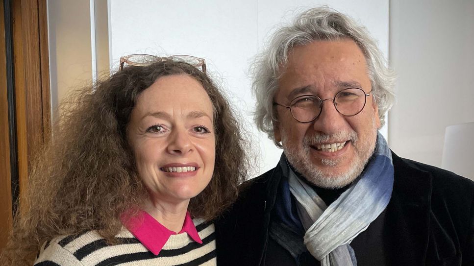 Shelly Kupferberg (radio3) und Can Dündar; © Sophie Wannenmacher