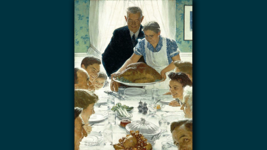 Norman Rockwell: Freedom From Want, 1943, Öl auf Leinwand, 116 cm × 90 cm; © Norman Rockwell Museum Collections