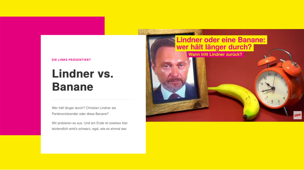 Christian Linder vs. Banane; © Die Linke