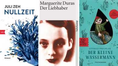 Juli Zeh: Nullzeit (© btb), Marguerite Duras: Der Liebhaber (© Suhrkamp) und Otfried Preußler: Der kleine Wassermann (© Thienemann); Montage: radio3